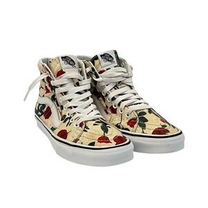 Vans Sk8-Hi Floral Print Canvas High Top Sneakers Skate Shoes Women‎ 7.5 Men 6
